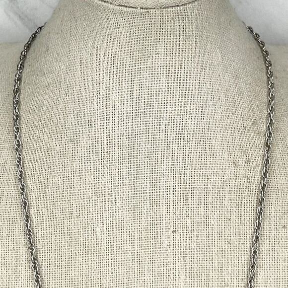 Faux Turquoise Chunk Silver Tone Chain Link Necklace - Picture 4 of 5